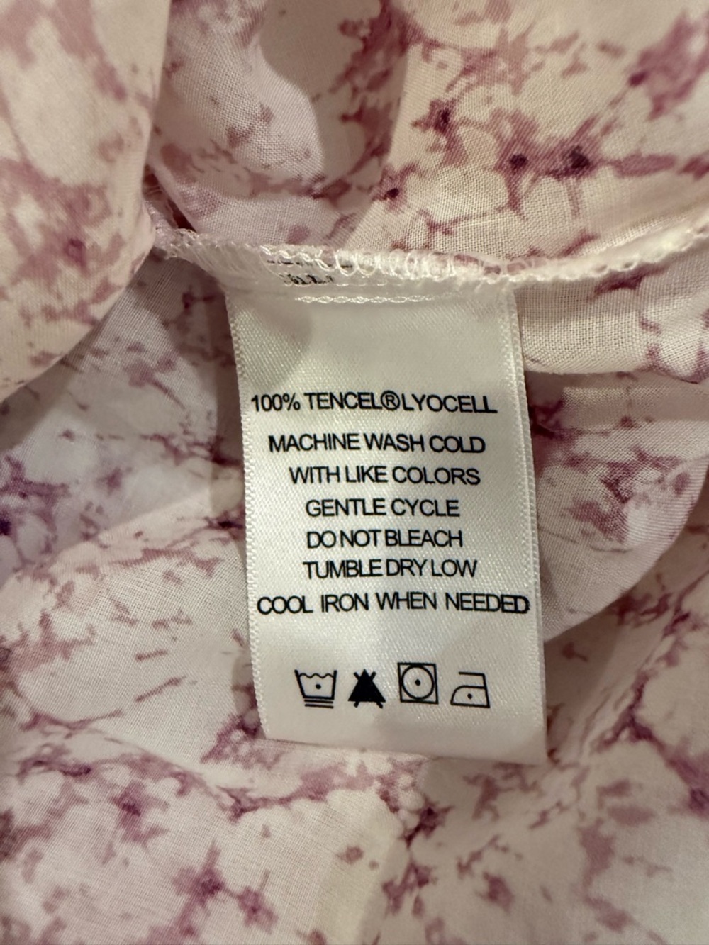Foxcroft Lyocell Button Front Blouse Pink Marble Print Size 8 - Picture 13 of 14
